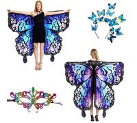 LYL. Ling Adult Butterfly Wings, Double Sided Adults Fairy Wings, Halloween Costumes for Women Butterfly Cape, Women Butterfly Wing Cape Set (#011)