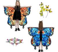 LYL. Ling Butterfly Wings For Girls, Double-Sided Fairy Wings, Halloween Costumes for Kids, Butterfly Costume for Girls (#010)