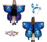 LYL. Ling Butterfly Wings For Girls, Double-Sided Fairy Wings, Halloween Costumes for Kids, Butterfly Costume for Girls (#008)