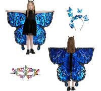 LYL. Ling Butterfly Wings For Girls, Double-Sided Fairy Wings, Halloween Costumes for Kids, Butterfly Costume for Girls (#006)