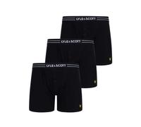 Lyle & Scott 3 Pack Lewis Men's Button Fly Boxer Trunks - Black