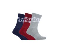 Lyle & Scott 3 Pack Mens Jock Sport Sock in Blue/Grey/Red Fabric - Size UK 7-11