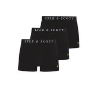 Lyle & Scott Men’s Neville 3 Pack Cotton Trunk Boxer Shorts - Comfortable Stretch Fabric with Branded Waistband (UK, Alpha, M, Regular, Regular, Black)