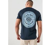 Lyle & Scott Borders Label Graphic T-Shirt, Navy, Size S, Men Navy