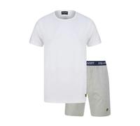 Lyle & Scott Charlie T-Shirt & Shorts Lounge Set, White / Grey Marl - XXL