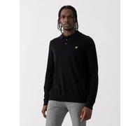 Longsleeved Merino Knitted Polo Shirt Jet Black M