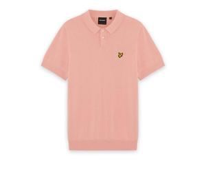 Lyle & Scott Cotton Short Sleeve Knitted Polo Pink Grapefruit