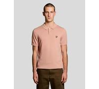 Lyle & Scott Cotton Short Sleeve Mens Knitted Polo - Y120 Pink Grapefruit - Y120 Pink Grapefruit - L