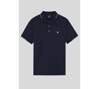 Lyle & Scott - Fine Tipped Dark Navy/Chalk Blue - Polo - gid://shopify/Metaobject/122014793965 - M - 97% Cotton, 3% Elastane M