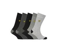 Lyle & Scott Men's 5 Pack Graham Premium Socks, Black/Grey Marl/Light Grey Marl/Dark Grey Marl, One Size