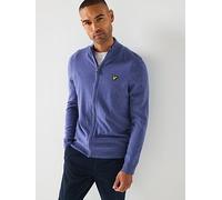Lyle & Scott Lambswool Blend Zip Through Knitted Cardigan, Blue, Size 2Xl, Men Blue