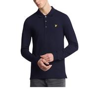 Lyle & Scott Mens Long Sleeve Polo Shirt in Navy - Marine Cotton - Size Medium