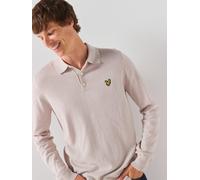 Lyle & Scott Lyle & Scott Cotton Merino Long Sleeve Knitted Polo Shirt, Cream, Size Xl, Men Cream