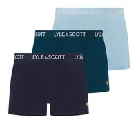 Lyle & Scott Men’s Barclay 3 Pack Cotton Trunk Boxer Shorts - Comfortable Stretch Fabric with Branded Waistband (M, Chambray Blue/Sailor Blue/Peacoat)
