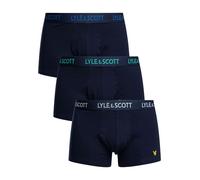 Lyle & Scott Men’s Barclay 3 Pack Cotton Trunk Boxer Shorts - Comfortable Stretch Fabric with Branded Waistband (XXL, Peacoat/Multi)