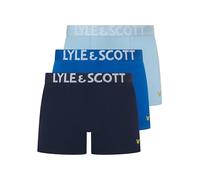 Lyle & Scott Men’s Daniel 3 Pack Trunks - Premium Stretch Cotton Underwear with Branded Waistband & Golden Eagle Logo (UK, Alpha, L, Regular, Regular, Nautical Blue/Peacoat/Chambray Blue)