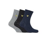 Lyle & Scott Men’s Forest 3 Pack Boot Socks - Perfect for Casual and Outdoor Wear - Size UK 7-11 (Peacoat/Grey Marl/Black)