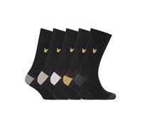 Lyle & Scott Men’s Graham 5 Pack Soft Touch Cotton Dress Socks - New for AW24 - Contrast Heel and Toe (Black Multi)