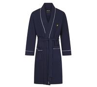 Lyle & Scott Men’s Kobe Classic Kimono Bathrobe - 100% Cotton French Terry with Piping and Embroidered Golden Eagle (XXL, Peacoat)