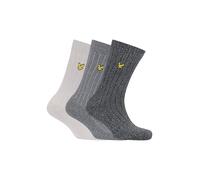 Lyle & Scott Men’s McGill 3 Pack Melange Winter Socks - New for AW24 - Perfect for Work, Casual and Outdoor Wear - Size UK 7-11 (Black/Pumice Stone/Granite Grey)