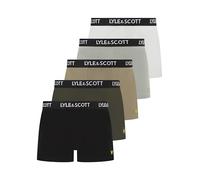Lyle & Scott Men’s Miller 5 Pack Cotton Trunk Boxer Shorts - Comfortable Stretch Fabric with Branded Waistband (UK, Alpha, XXL, Regular, Regular, Bright White/Mirage Grey/Silver Sage/Beetle/Black)