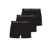 Lyle & Scott Men’s Neville 3 Pack Cotton Trunk Boxer Shorts - Comfortable Stretch Fabric with Branded Waistband (UK, Alpha, XL, Regular, Regular, Black)