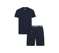Lyle & Scott Men’s Shane Waffle Cotton Pyjama Set - Pocket T-Shirt and Short Loungewear - Premium Textured Sleepwear for Men (UK, Alpha, XL, Regular, Regular, Peacoat)