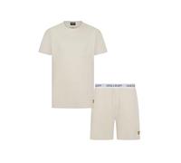 Lyle & Scott Men’s Shane Waffle Cotton Pyjama Set - Pocket T-Shirt and Short Loungewear - Premium Textured Sleepwear for Men (UK, Alpha, XL, Regular, Regular, Pumice Stone)
