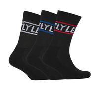 Lyle & Scott Mens 3 Pack of Logo Sport Socks in Black Polycotton - Size UK 7-11