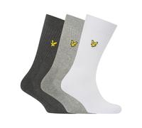 Lyle & Scott Mens 3 Pack of Plain Socks in Grey/White Polycotton - Size UK 7-11
