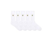 Lyle & Scott Mens 5 Pack Plain Tubular Sock White One Size