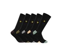 Lyle & Scott Men’s Graham 5 Pack Soft Touch Cotton Dress Socks - Contrast Heel and Toe - Perfect For Any Occasion or Gifting - Size UK 7-11 (UK, Alpha, One Size, Regular, Regular, Black)