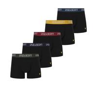 Lyle & Scott Miller 5 Pack Trunks Black Multi Waistbands size M | Underwear Outlet | Men | Black M