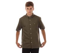 Lyle & Scott Mens And Cotton Linen Short Sleeve Shirt in olive - Size X-Small