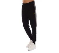 Lyle & Scott Mens And Fly Fleece Colour Block Tracksuit Bottoms in Black Viscose - Size Medium