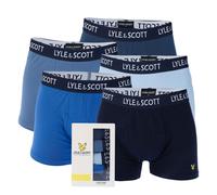 Lyle & Scott Mens And Miller 5 Pack Boxer Shorts in Denim - Blue Cotton - Size X-Large
