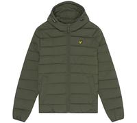Lyle & Scott Mens Branded Logo Hooded Olive Green Puffer Jacket - Size 2XL