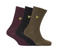 Lyle & Scott Mens Chunky Knit Socks (Pack of 3) / 7 UK-11 UK Black/Maroon/Green