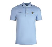 Lyle & Scott Mens Co-Ordinates Print Tipped Collar Light Blue Polo Shirt Cotton - Size Small
