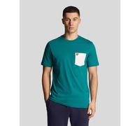 Lyle & Scott Mens Contrast Pocket T-Shirt in Green Cotton - Size Large