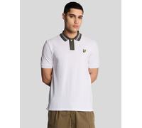 Lyle & Scott Mens Contrast Tipped Collar Polo Shirt - White Cotton - Size Small