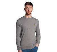 Lyle & Scott Men's Cotton Merino Crew Jumper Regular Fit Plain Crew Neck Long Sleeve Jumper, Grey (Mid Grey Marl T28), XX-Large (Manufacturer Size:XXL)
