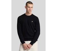 Lyle & Scott Men's Cotton Merino Crew Neck Jumper Jet Black | Size: Large Lyle & Scott Black L