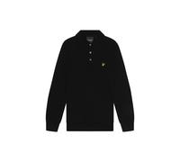 Lyle & Scott Men's Cotton Merino Long Sleeve Knitted Polo Jet Black | Size: Medium Lyle & Scott Black M