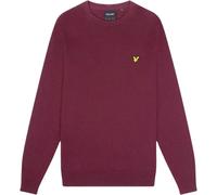 Lyle & Scott Mens Cotton Merino Rich Burgundy Pull-over Jumper - Red Wool - Size X-Small