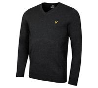 Lyle And Scott Vintage Mens Cotton Merino V-Neck Jumper Charcoal Marl S