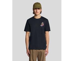 Lyle & Scott Mens Embroidered Graphic Crew Neck T-Shirt - Navy - Size 2XL