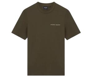 Lyle & Scott Mens Embroidered Logo Wilton Green T-Shirt Cotton - Size Small