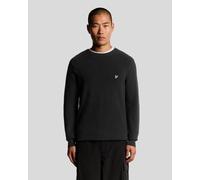 Lyle & Scott Mens Engineered Rib Crew Neck Jumper - Black Cotton - Size X-Small