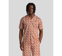 Lyle & Scott Mens Floral Print Resort Shirt in Tangerine Tango - Orange Cotton - Size X-Small